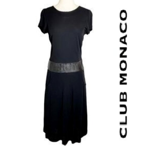 Club Monaco Dresses & Skirts - Club Monaco Black Leather Banded Dress